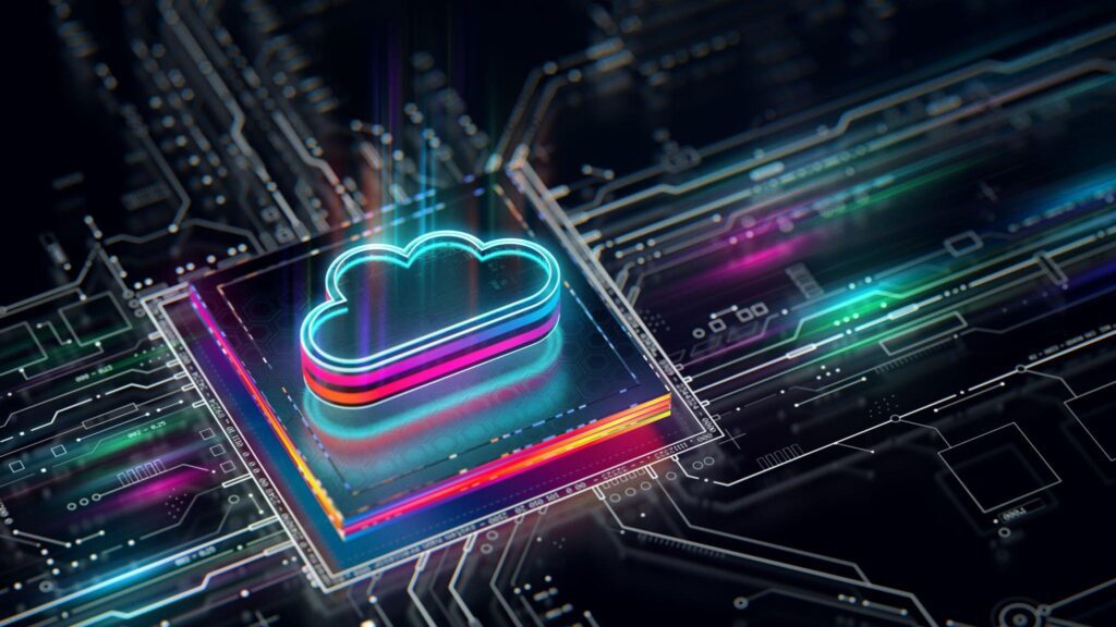 Cloud computing image of cloud on technology system